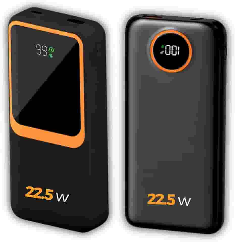 Carregador Portátil (Power Bank) 20000Mah Turbo 22.5w Carregamento Ultra Rápido PD Visor Led com 2 Saídas Compatível com Android e IOS (Preto)