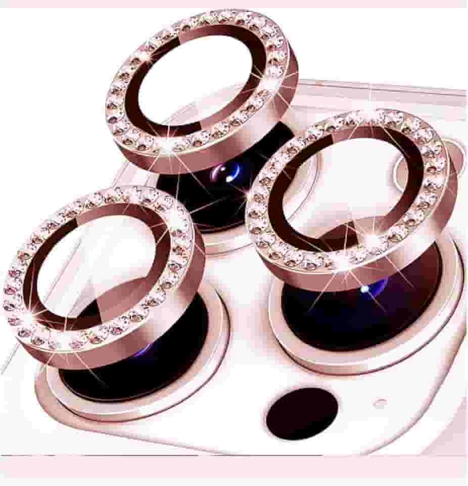 Kit 3 Películas Lente Câmera Strass Brilho Compatível Com iphone 14 15 Proteção