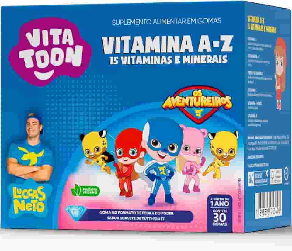 Vitatoon Luccas Neto Polivitamínico A a Z (30 gomas), Sorvete de Tutti-Frutti