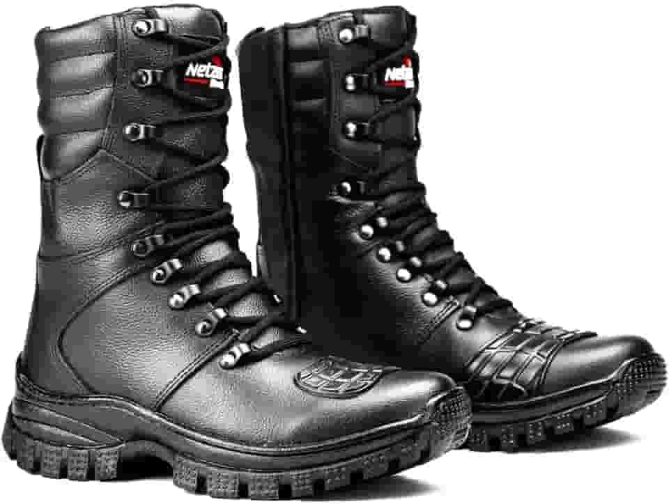 Bota Coturno Militar Tático Couro Cano Alto Masculino