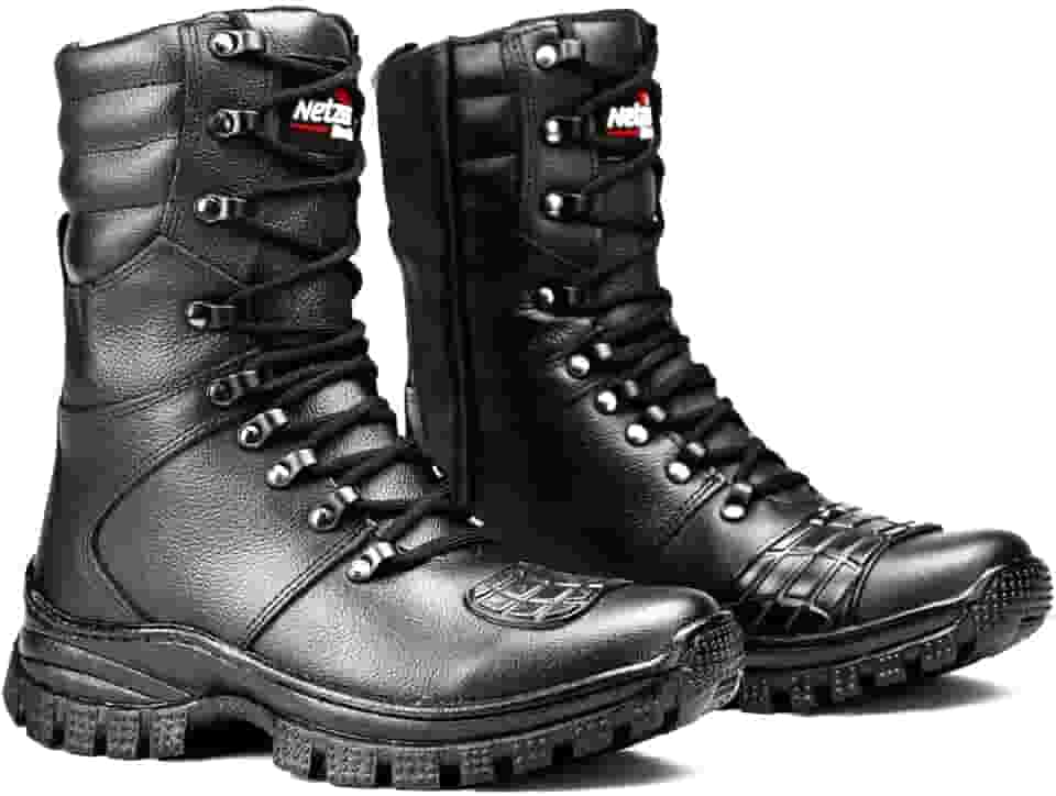 Bota Coturno Militar Tático Couro Cano Alto Masculino