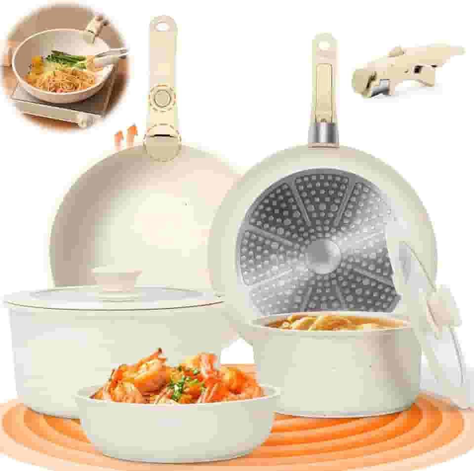 9 Peças Jogo de Panelas, Jogo de Panelas Ceramica, Panela Ceramica, Panelas de Ceramica, Panelas, Panela, Conjunto de Panelas, Jogo de Panela, Kit Panelas Ceramica, Non Stick Pot e Pan Set