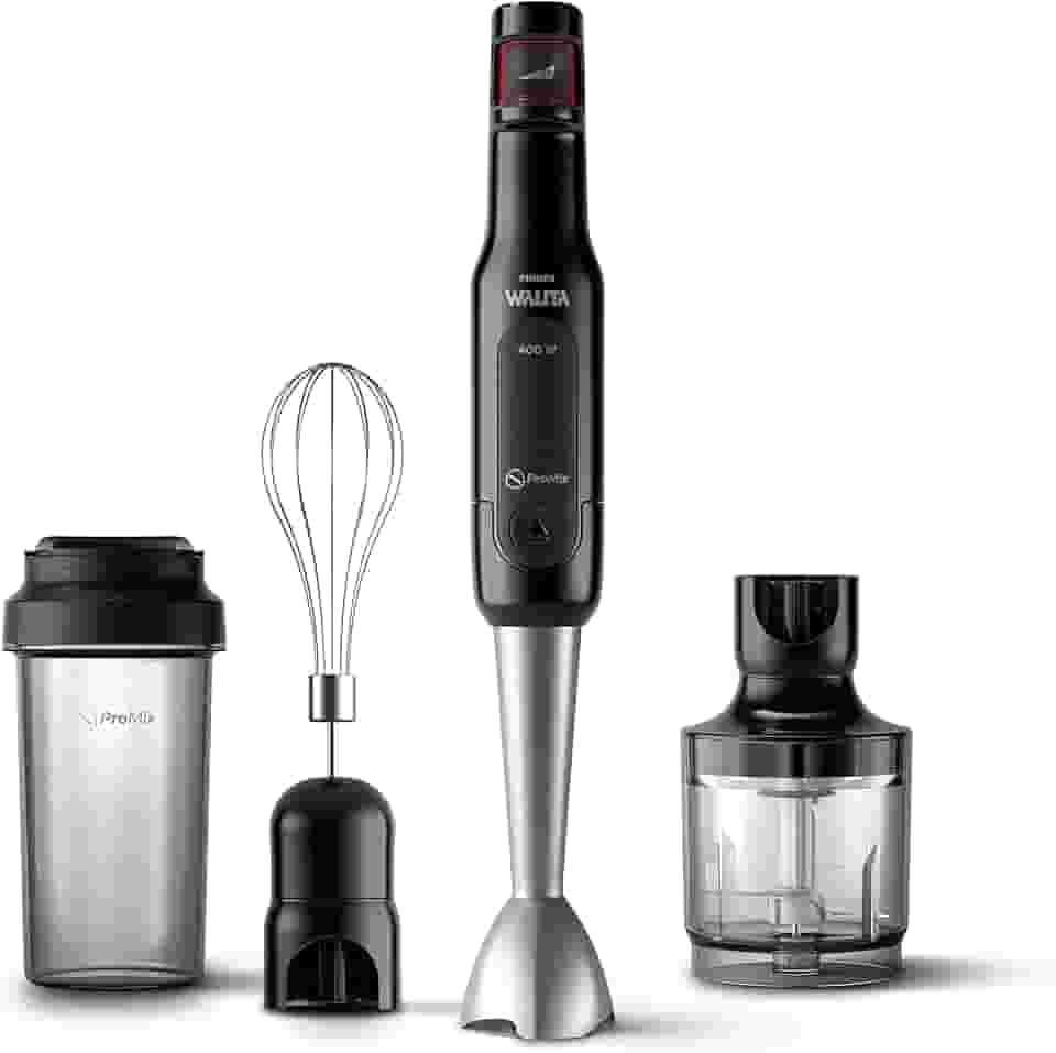 Philips Walita Preto e Inox Mixer Pro - Mix 4 em 1 - SpeedTouch com guia de velocidade - Copo para viagem - Fácil de limpar - 400W - 220V (RI2622/70)