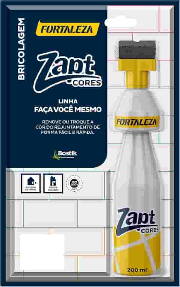FORTALEZA Zapt Cores Branco – Tinta para Rejunte Acrílico Líquido – Renovador de Cor com Alta Cobertura – Para Cerâmica, Porcelanato e Pastilhas – Uso Interno e Externo – 200ml