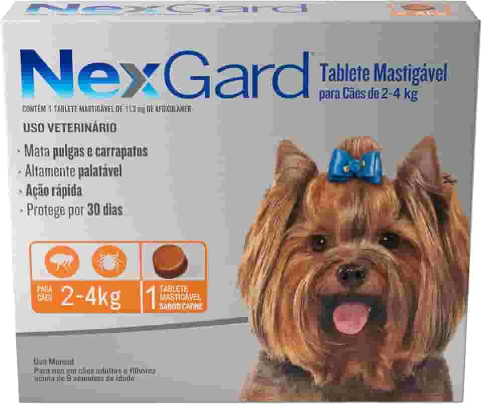 NexGard Antipulgas e Carrapatos para Cães de 2 a 4kg, 1 tablete