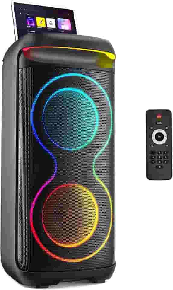 JYX Caixa de Som Grande para Adultos, Partybox com Luz de Disco LED, Suporte para Entrada BT/USB/AUX/Cartão TF/TWS, Remoto, Perfeita para Uso ao Ar Livre, Casa e Subwoofers de Palco, 6500mAh, 90V-240V