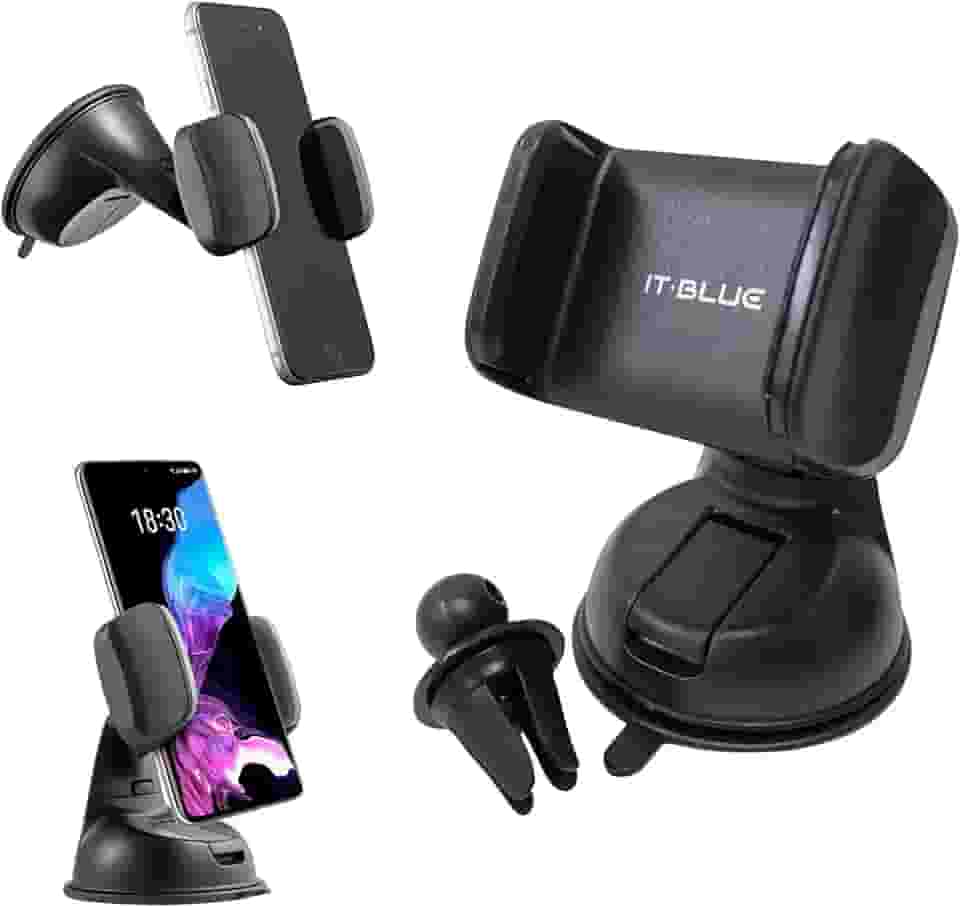 Suporte Celular para Carro 360° Antivibração Antiqueda Fixação Firme Vidro Painel Ar Condicionado Veicular Automotivo Universal Compativel com todos os Celulares Apple iPhone Samsung Galaxy - Premium