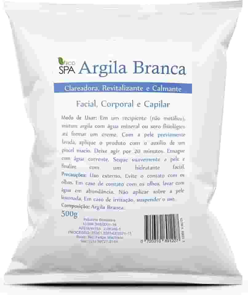 Argila Verde, Preta, Rosa, Branca, Amarela, Mascara Facial - Capilar 500g (BRANCA 500G)