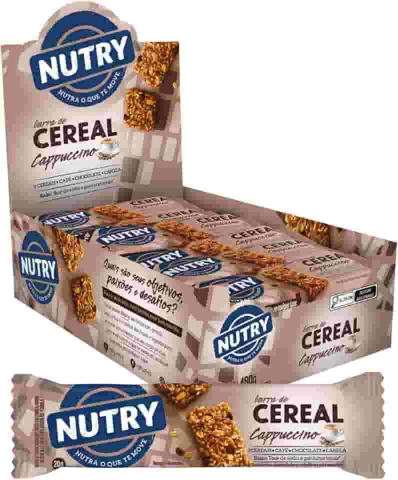 Nutry Barra De Cereais Cappuccino 20G - Display Com 24 Unidades - Com 3 Cereais Café Chocolate E Canela