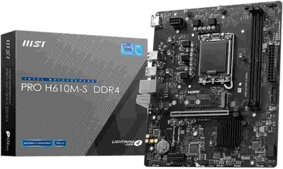 MSI Placa-mãe PRO H610M-S DDR4 LGA 1700, Micro-ATX - Suporta processadores Intel Core de 14ª/13ª/12ª geração, 1x slot PCIe 4.0 x16, 1 x M.2 Gen3, USB 3.2 Gen1, 1G LAN, HDMI 1.4 e VGA
