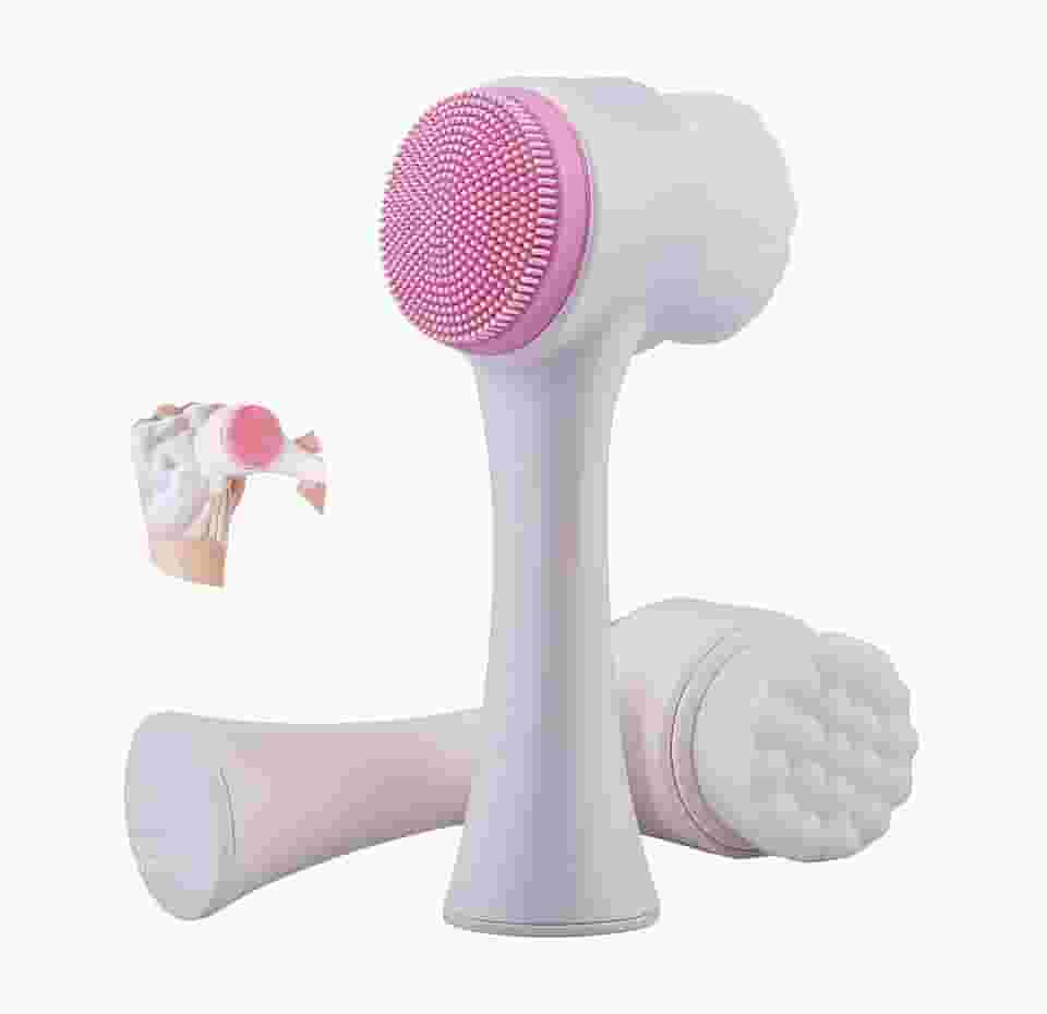 Escova de Limpeza Facial Manual 2 em 1 Massageador de Silicone Skincare Unissex Adequada para Uso Diário Limpeza Profunda Qualidade Premium Cores variadas