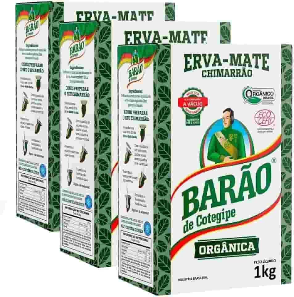Kit Com 3 Erva Mate Orgânica o melhor Chimarrão Barão Cotegipe 3 Kg