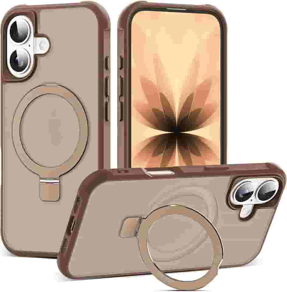 Capa compatível com iPhone 2025 com suporte magnético invisível de anel de vedação transparente de grau militar para iPhone 2025 de 6,3 polegadas [compatível com Mag-Safe] [ótima sensação de