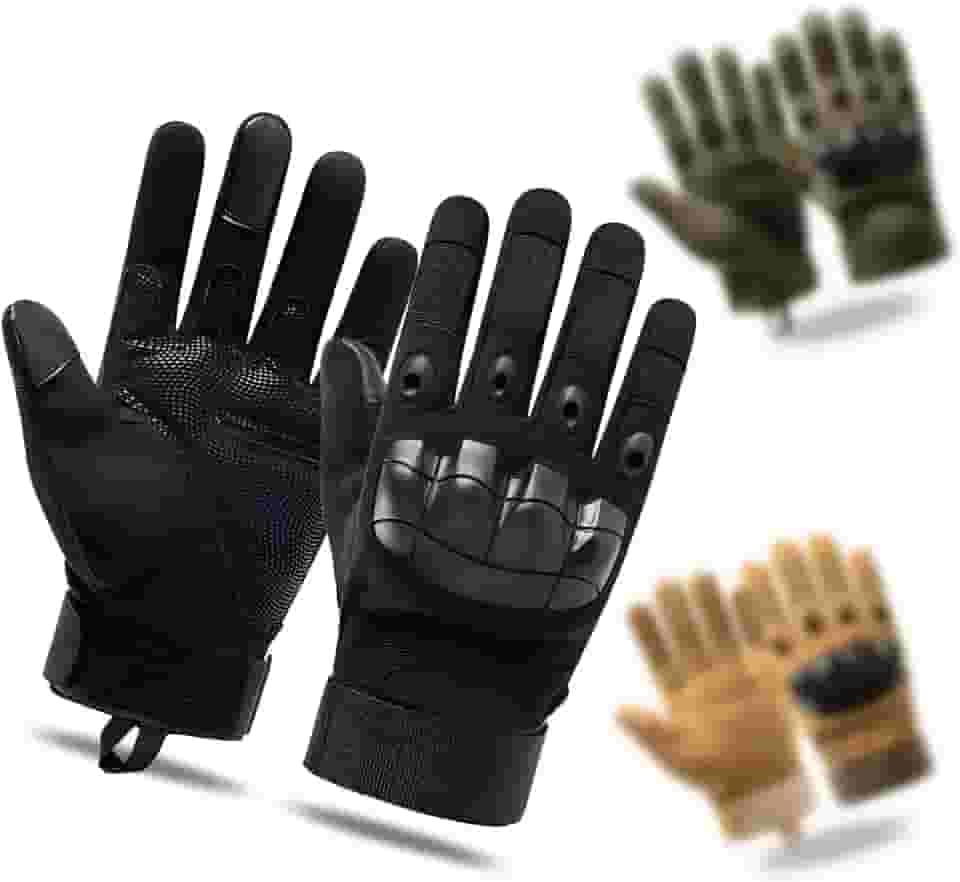 Luva Tática Airsoft, Paintball, Segurança, Policial, Militar, Motoqueiro, Ciclismo, Pesca, Direção, Proteção das Mãos, Antiderrapante, Unissex Ajustável, Uso Diário com Touchscreen
