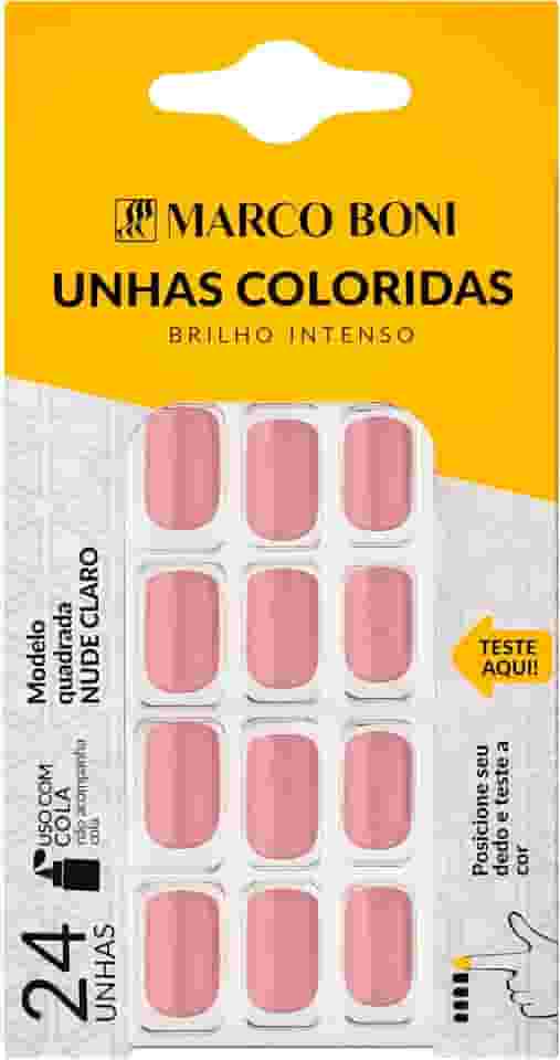 marco Boni, Unhas Posticas Quadrada Nude Claro, 9738, Marco Boni, Nude Claro, 1 Unidade.