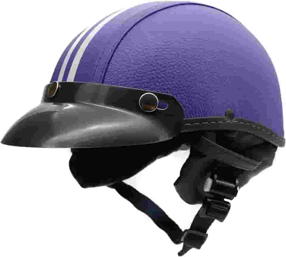 Capacete Coquinho Retrô BR101 Couro Sintético Com Pala - Meio Capacete Vintage Premium para Bike Elétrica, Scooter, Patinete e Skate