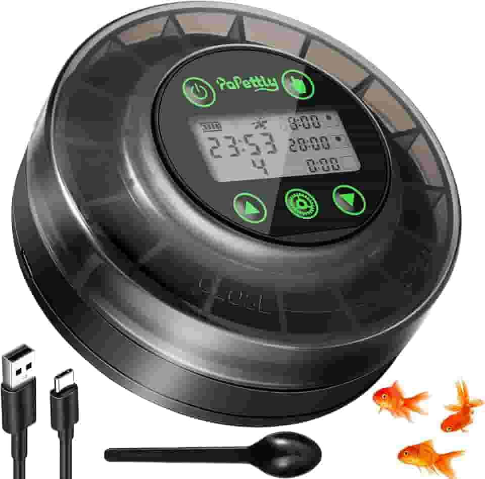 Alimentador automático de peixes para aquário – Dispensador automático de comida de peixe para aquário com cabo USB e visor LCD, alimentador de peixe com temporizador para férias de fim de