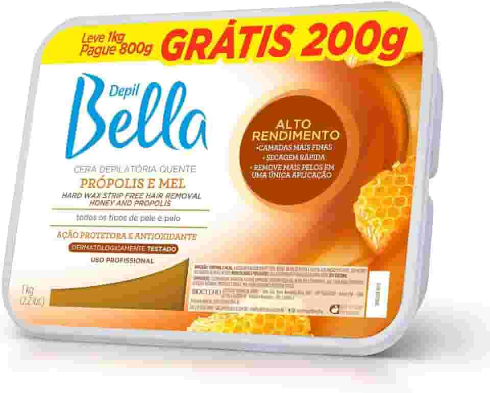 Depil Bella - Cera Depilatória Própolis e Mel Alto Rendimento Pague 800g Leve 1kg