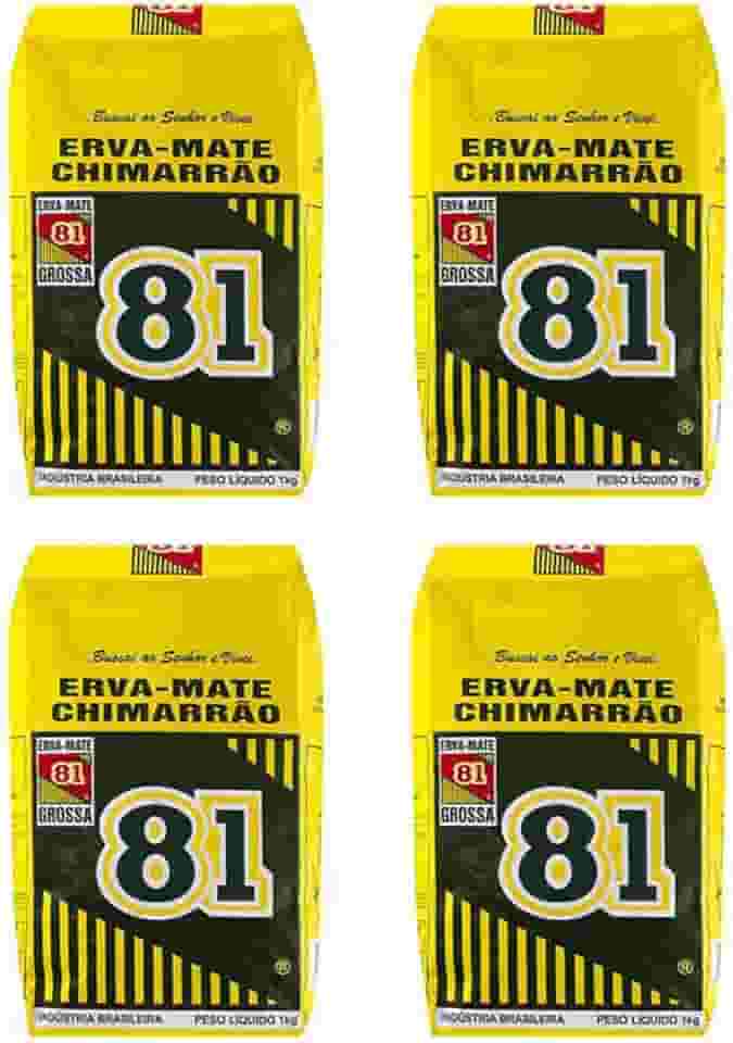 Erva Mate 81 Moída Grossa Embalagens Kit 4un de 1kg para Chimarrão