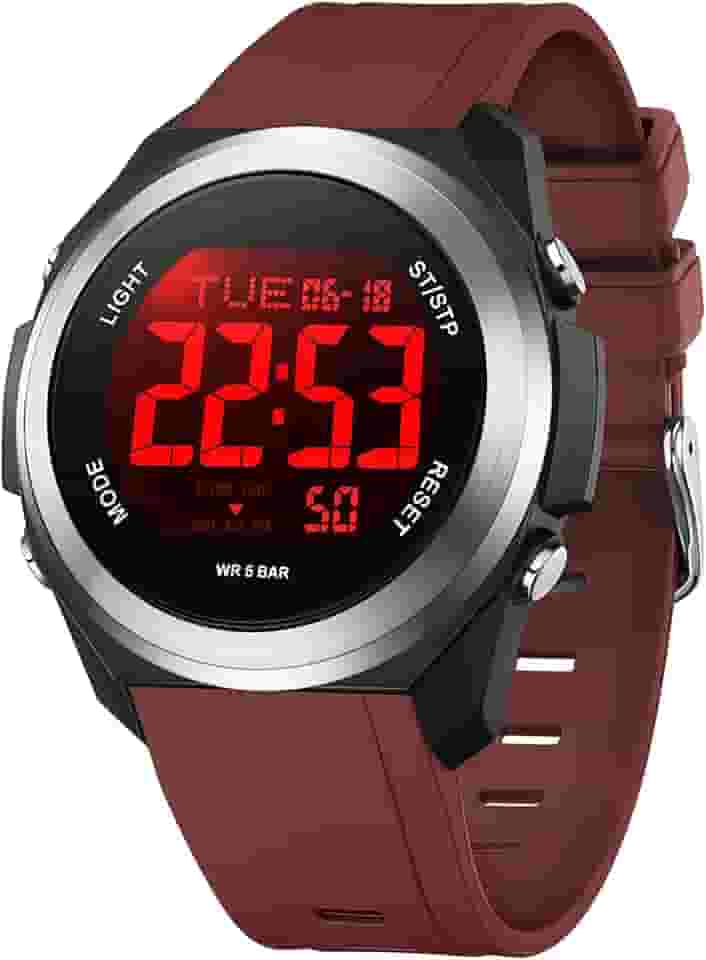 findtime Relógios femininos com luz traseira digital LED com visor duplo de fuso horário, alarme, cronômetro, ultrafino, colorido