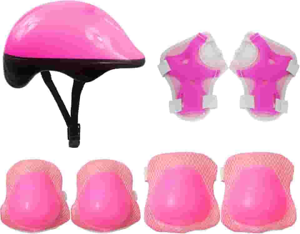Kit de Proteção Capacete + Cotoveleira + Joelheira Rosa M 55-59cm DM Radical