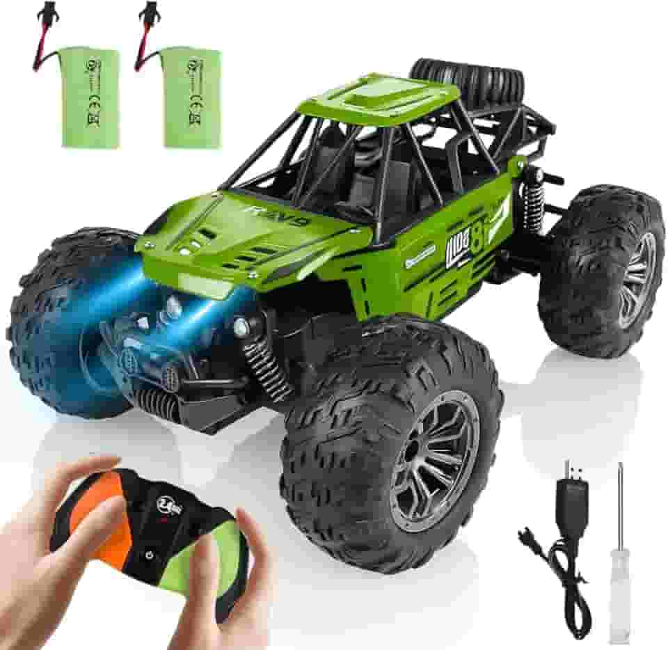 Carrinho De Controle Remoto Off Road Recarregável Buggy Monster Truck Estilo 4x4 Com 2 Baterias (Verde)