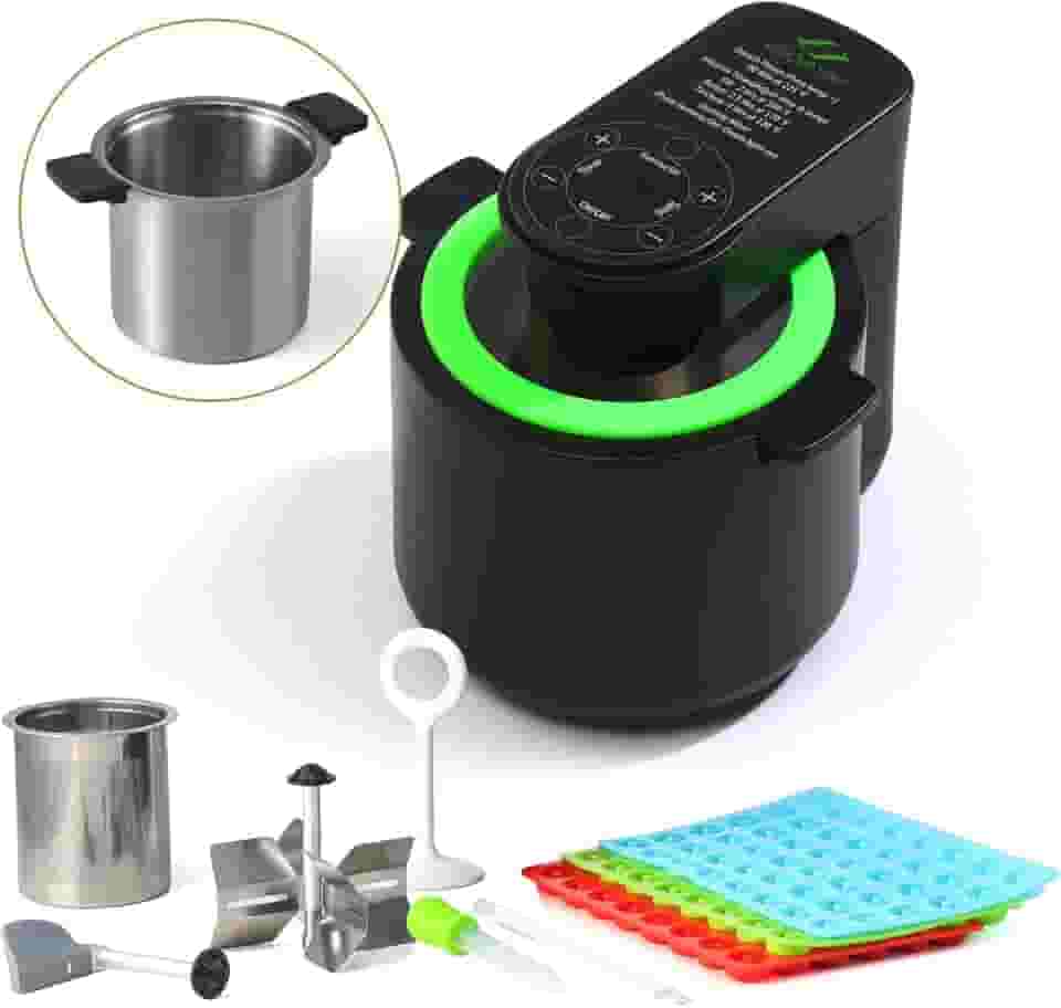 Descarboxilador 3 em 1 Herbnifique e infusor de óleo e máquina de fazer gomas com função de mistura, máquina de tintura, livro de receitas de ervas incluído (preto)
