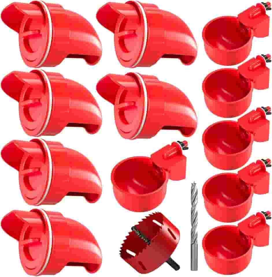 Alimentador de frango sem desperdício alimentador automático de aves DIY Conjunto de alimentadores e bebedouro de galinha 6 portas de alimentador de frango com 6 xícaras de água de frango Kit de alimentador automático de frango