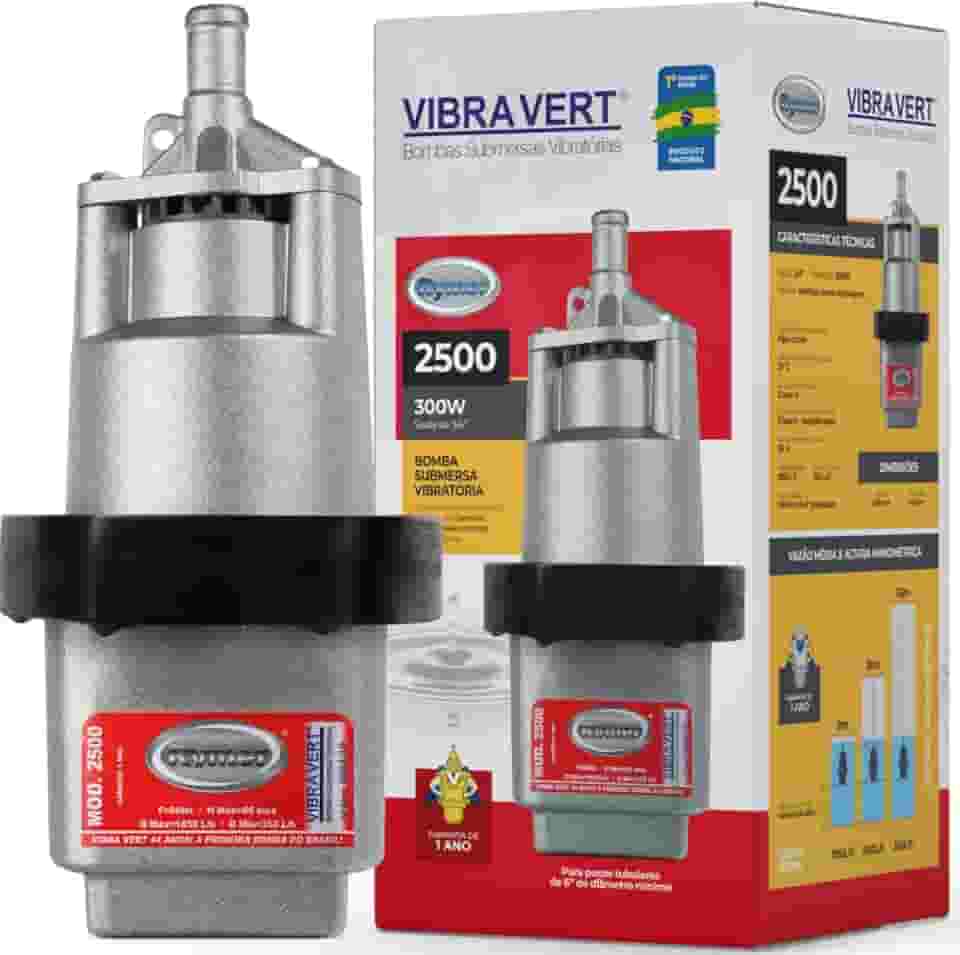 Bomba de Água Submersa Rymer 2500, Saída 3/4", 1850 L/h, Elevação 65m, 220V