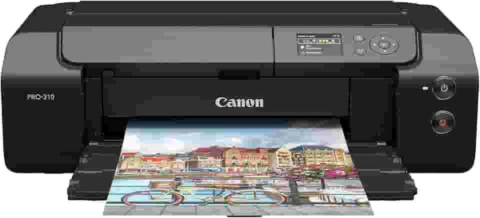 Impressora fotográfica profissional de 33 cm Canon ImagePROGRAF PRO-310 a jato de tinta sem fio com monitor LCD colorido de 3 pol., sistema de tinta à base de pigmentos de 9 cores, preto