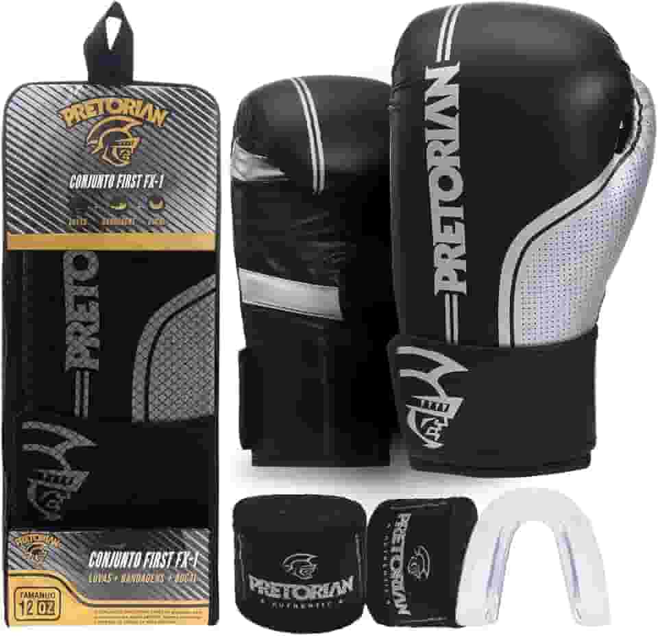 Kit Luva de Boxe e Muay Thai First FX1 Pretorian