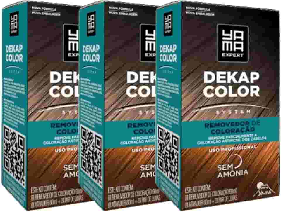 Kit 3 DekapColor Yama Removedor De Coloração Capilar Cabelo Profissional Sem Amonia 120ml