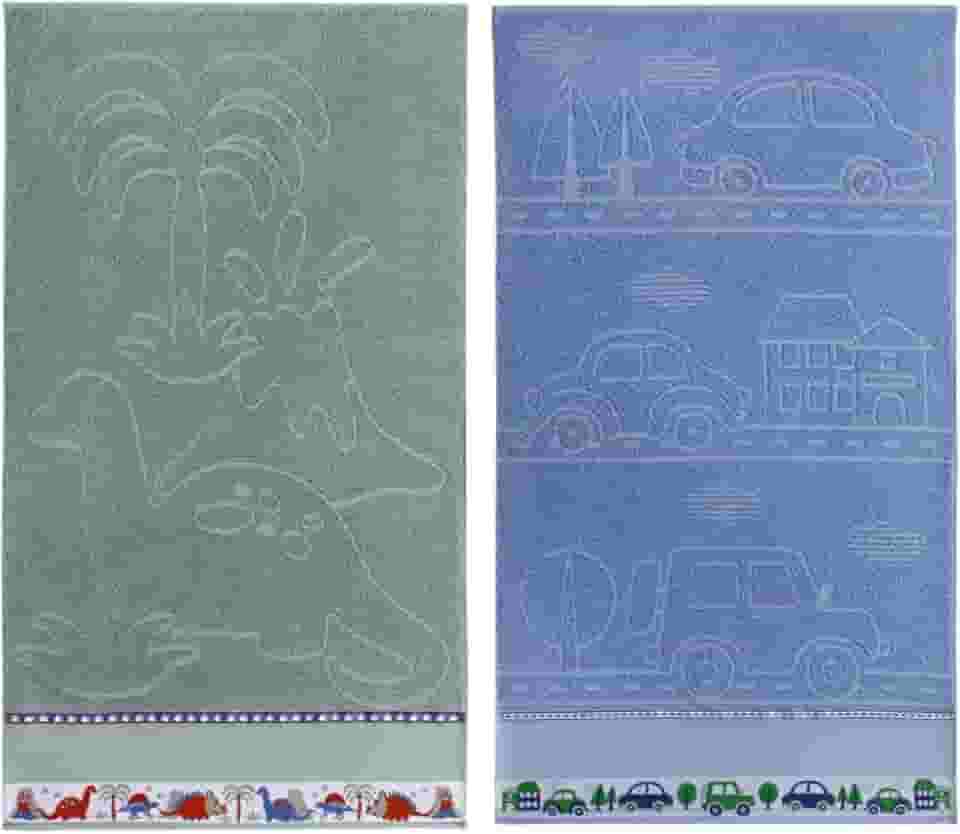 Kit 2 Toalhas Banho Infantil Criança Algodão Jacquard Menino Menina 1,20m X 0,70m (Menino)