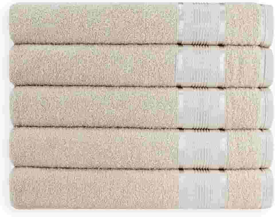 Kit 05 Toalhas de Rosto Gigante Egito 100% Algodão 45x80cm 350g/m² Padrão Hotel (Bege)