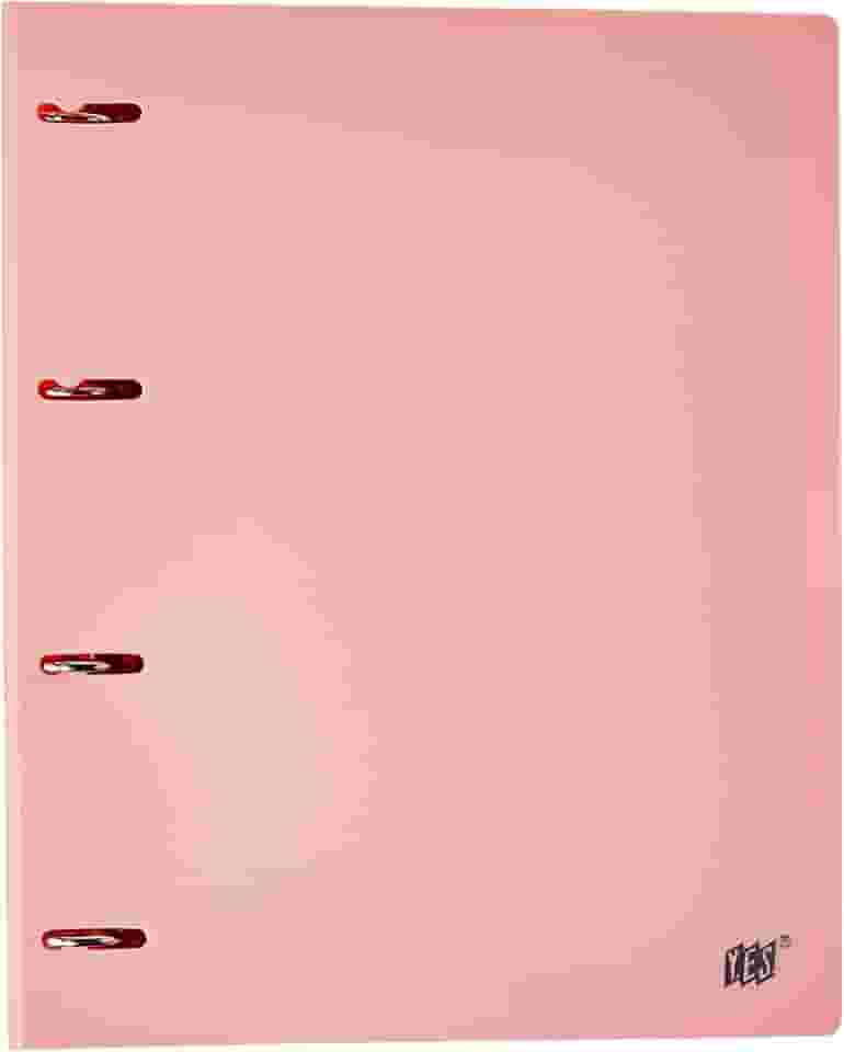 Fichário 4 Argolas A4, YES, R4EABCROS, Tons Pastel, com 96 Folhas e 5 Divisórias, Rosa