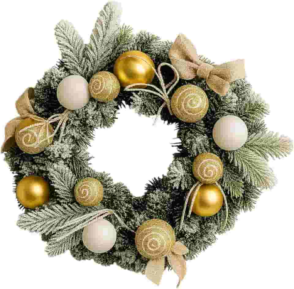 Guirlanda de Natal com Enfeites Flores 40cm Decoração Luxo (Branco e Vermelho)