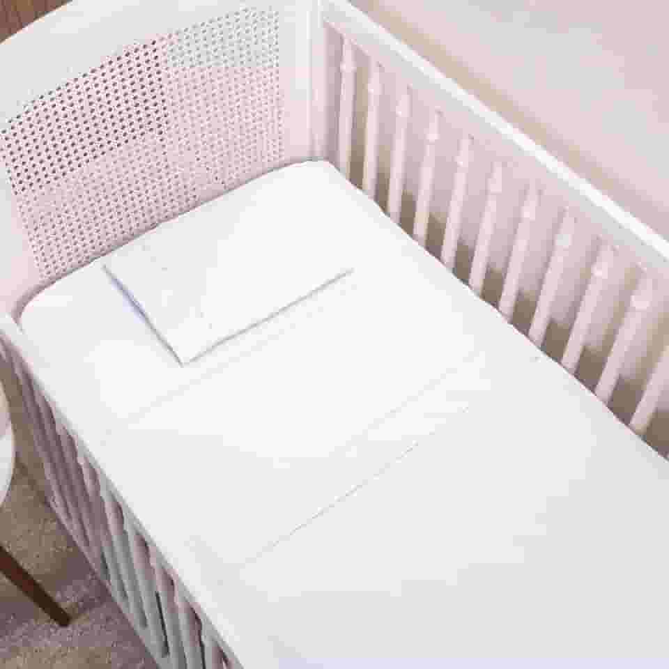 Jogo de Lençol Infantil Para Berço Americano Micropercal 200 Fios 3 Peças (branco)