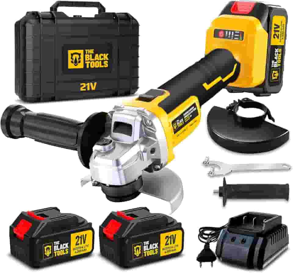 Esmerilhadeira Lixadeira Angular Sem Fio Com 2 Baterias 4000mah 21v 4.1/2 125mm 110/220v The Black Tools