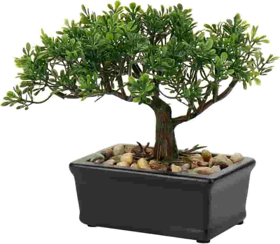 Bonsai artificial de zimbro, plantas falsas para ambientes internos, pequenas plantas falsas, decoração com vasos de cerâmica para casa, mesa, escritório, banheiro, prateleira, quarto, sala de estar,