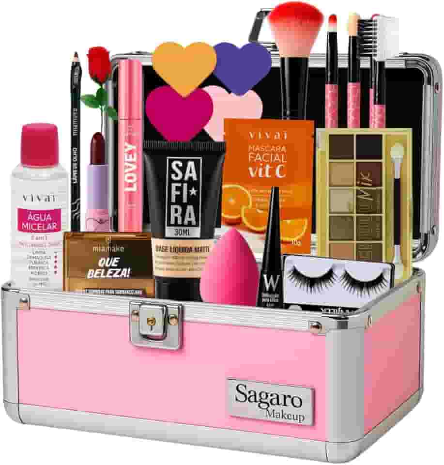 Maleta Maquiagem Profissional Completa Kit Paleta Sombras Pincéis (BRANCA)