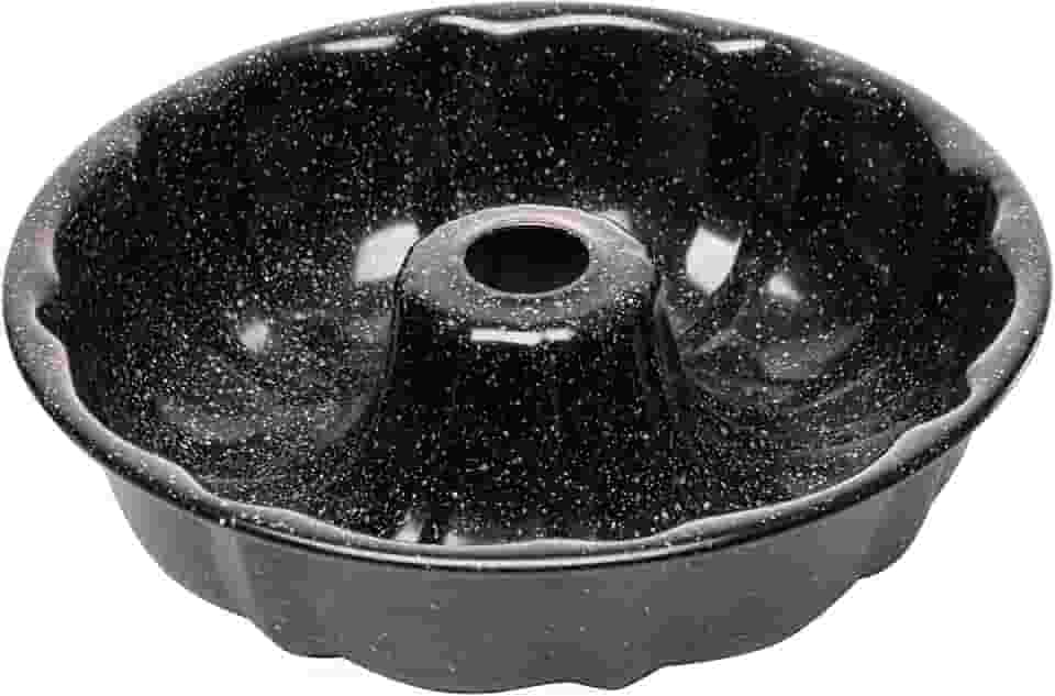 LYOR - Forma para Bolo com Furo Antiaderente de Aço Carbono Granilite Preta 24cm x 6cm