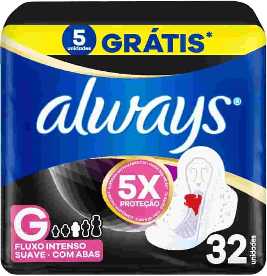 Always Noturno Suave, Absorvente Tamanho G, 32 Unidades