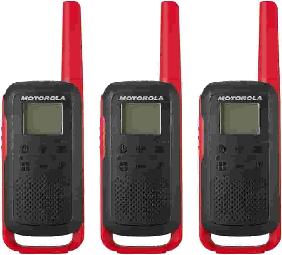 Motorola Solutions Rádio bidirecional T210TP preto W/vermelho pacote com três
