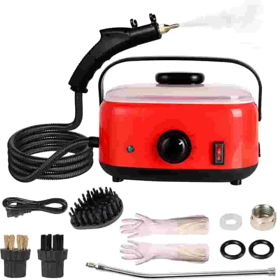 Limpador A Vapor, Portátil, De Alta Pressão 1500 Ml, Vaporizador Para Limpeza, Casa, Móveis, Estofados, Carro, Cozinha, Carpetes, Rejunte E Azulejo (Vermelho)