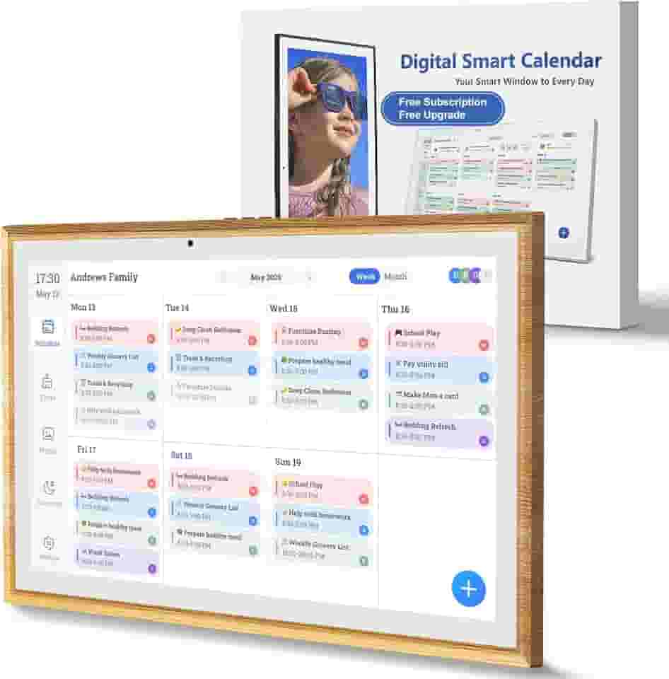 JSUSOU Calendário digital inteligente de 15,6 polegadas com tela sensível ao toque - organizador familiar de montagem em 3 modos de geladeira, parede e mesa, assinatura gratuita, sincronização de