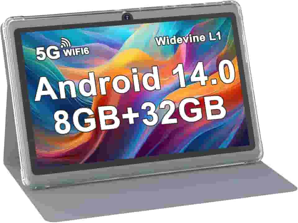 ZZB Tablet de 7 polegadas, Android 15, 8 GB de RAM (5 GB expansível), tablets ROM de 32 GB, suporta 1 TB MicroSD, Widevine L1, câmera dupla, tablet 5G WiFi-6 Android com capa, tablets de 7 polegadas +