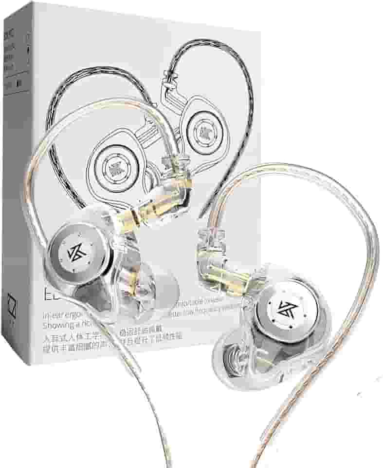 Fone De Ouvido Profissional KZ EDX Pro Intra-auricular, Driver Dinâmico Magnético Composto de 10mm, Cabo Substituível, Original - Perfeito para Cantores - AlverSun (CRYSTAL)