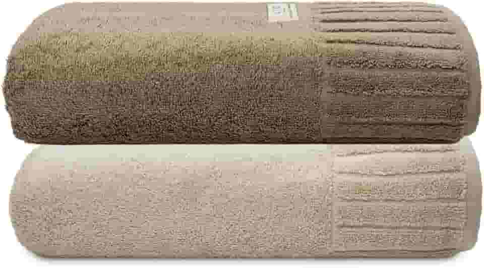 Jogo Toalha De Banho Gigante Ele/Ela Velour 500g/m², 100% Algodão, 02 Peças 85cm x 150cm, Toque Super Macio, Aconchegante, Melhor Absorção, Moderno E Sofisticado (Marrom/Bege)