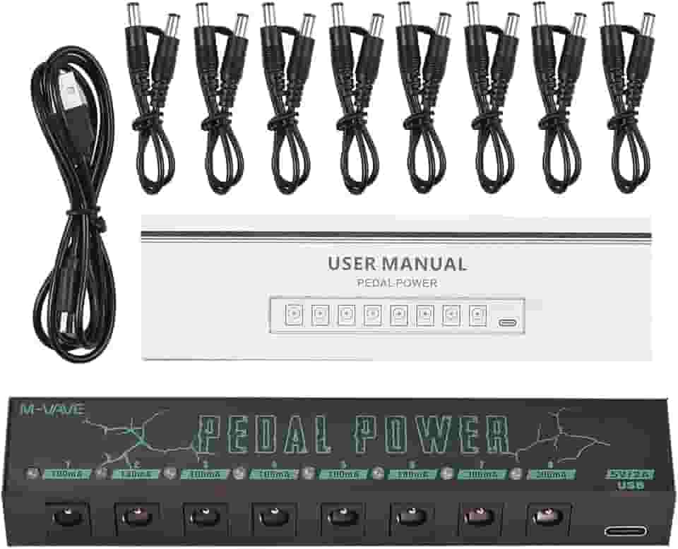 M-VAVE VEDO Pedal Power - Fonte de Alimentação para Pedais 9V com 8 Saídas Isoladas, Proteção Contra Sobrecarga, Entrada Type-C 5V 2A, Ideal para Pedalboard de Guitarra, Baixo e Efeitos Estável