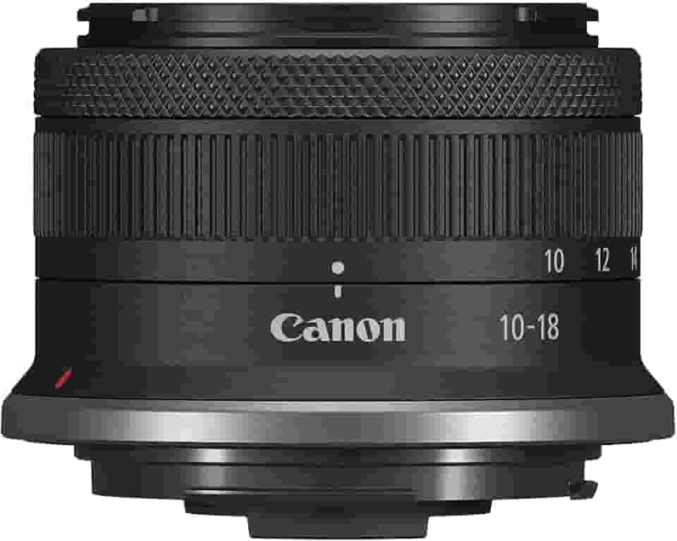Canon RF-S10-18 mm F4.5-6.3 é uma lente de zoom ultra grande angular STM, sem espelho, redução de trepidação 4.0, ótima para vlogging e selfies, compacta e leve, para vídeo, viagens, paisagens e